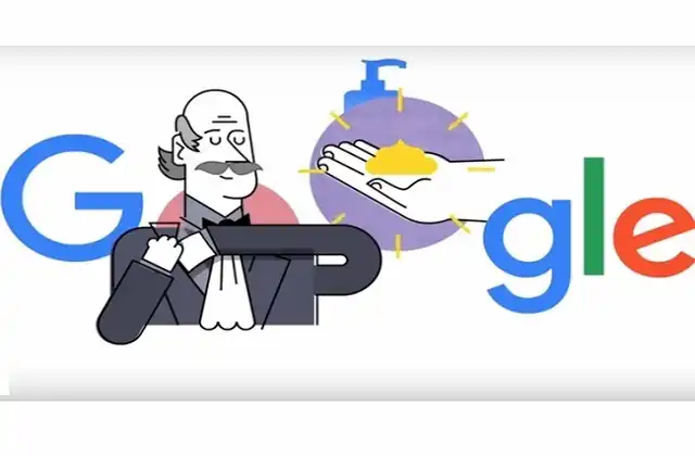 Corona Google Doodle Recognizing Ignaz Semmelweis and Handwashing