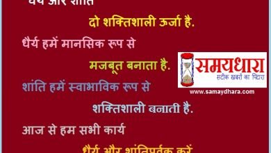 Wednesday-thoughts suvichar motivational-quote-in-hindi thought-for-the-day, Thoughts : "धैर्य और शांति” दो शक्तिशाली ऊर्जा है... सुविचार
