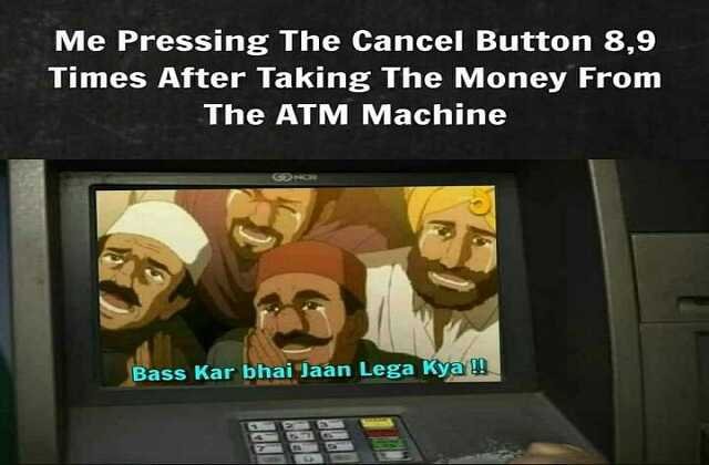 atm-jokes latest-trending-jokes joke-of-the-day, ATM जोक्स : ATM पर पैसा निकलने के बाद,8-9 बार कैंसिल के बटन को दबाने पर, JOKES KI DUNIYA