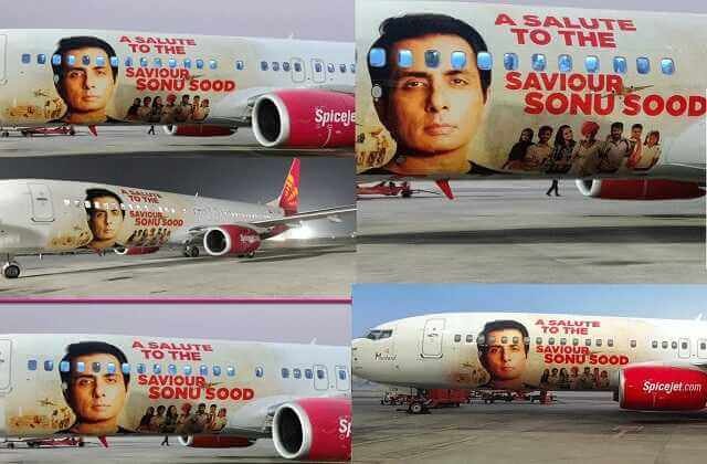   A SALUTE TO THE SAVIOR SONU SOOD, spicejet honours poster on plane, Spice Jet की सोनू सूद उड़ान, मसीहा के पोस्टर से किया सलाम, sonu sood news