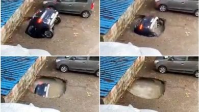 viral video india- mumbai car in sinkhole Ghatkopar video