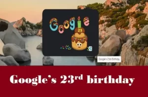 Google’s 23rd birthday celebration with chocolate frosted cake doodle-2