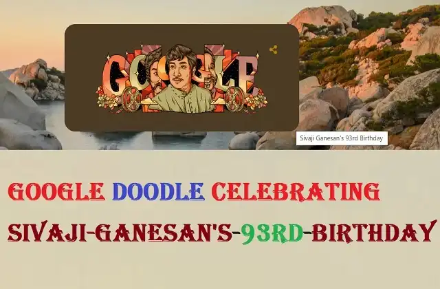 Google Doodle celebrating sivaji-ganesan's-93rd-birthday