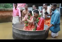 bride and groom came to get married sitting in the cooking utensils during Kerala flood-pic viral