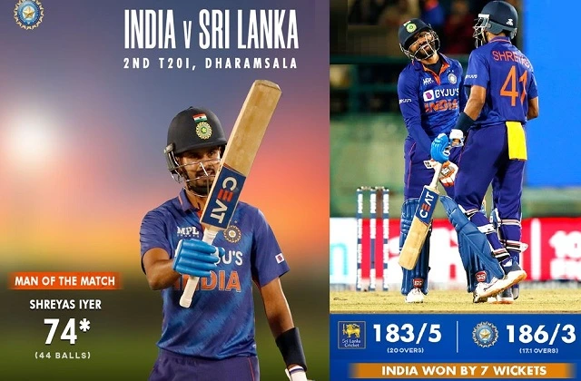 Highlights SLvsIND 2nd T20i श्रेयस अय्यर के तूफ़ान में उड़ा श्रीलंका, भारत ने श्रीलंका को 7 विकेट से हरा कर लगातार 11वीं जीत दर्ज की, क्रिकेट