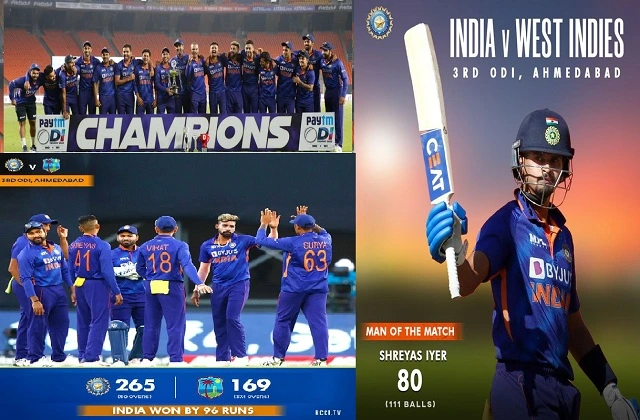 Highlights-indvswi 3rd-ODI india-beat-westindies-by-96-runs, 3rdODI INDvWI-भारत ने इंडीज को 96 रनों से हरा सीरीज 3-0 से अपने नाम की...