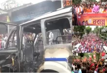 West-Bengal-BJPs-Nabanna-abhiyan-turns-violence-against-CM-Mamata-Banerjee-govt-Kolkata Police car set fire,lathi charge