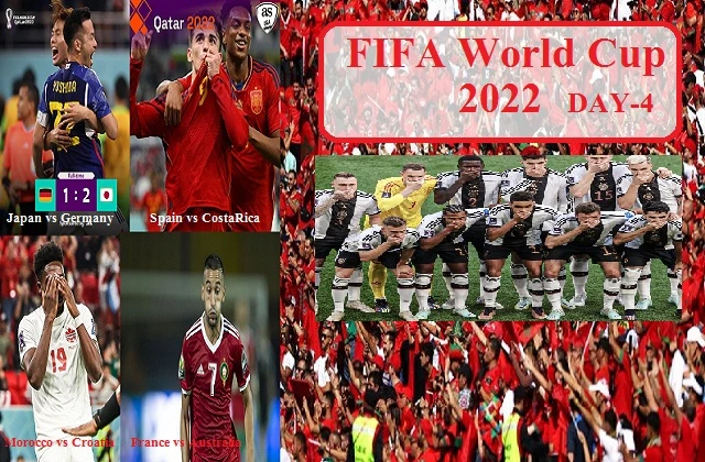 Highlights FIFA World Cup 2022 Day4 JapanvsGermany SpainvsCostaRica MoroccovsCroatia BelgiumvsCanada FIFA Match Result in hindi 
