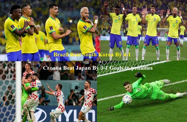 Highlights FIFA World Cup 2022 Round of 16 Croatia Beat Japan By 3-1 Goals in penalties Brazil Beat South Korea By 4-1,