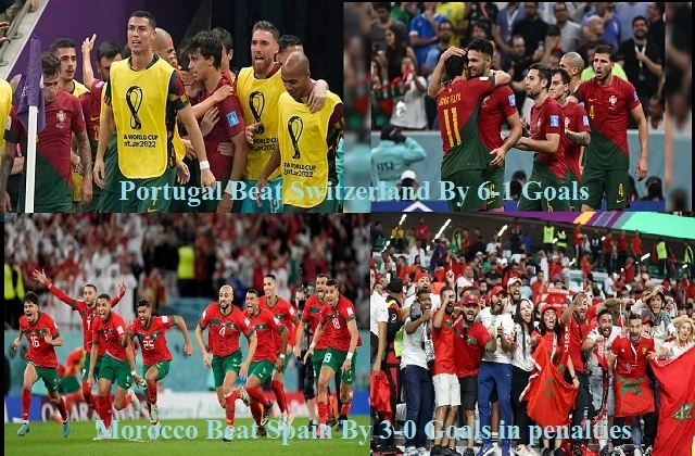 Highlights FIFA World Cup 2022 Round of 16 Morocco Beat Spain By 3-0 Goals in penalties Portugal Beat Switzerland By 6-1
