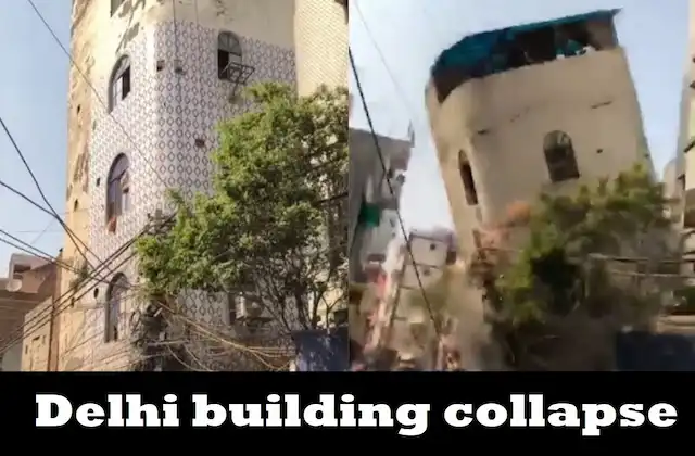 Delhi building collapse in Bhajanpura-video-viral-rescue operations underway