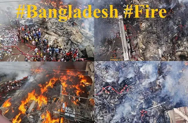 massive fire in Bangladesh's capital Dhaka's Bangabazar cloth market