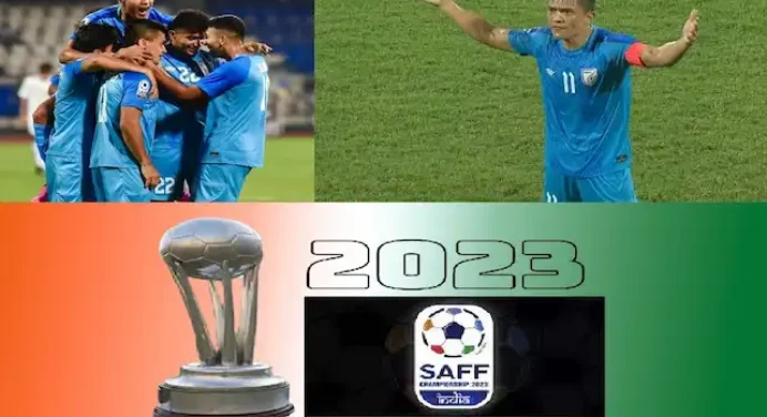 SAFF Championship 2023 फुटबॉल मैच में भारत बनाम पाकिस्तान,सुनील छेत्री ने दागे 2 गोल,पाक-0