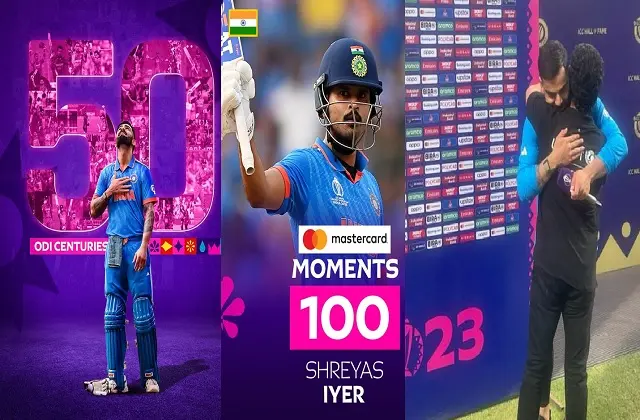 ICC World Cup 2023 1st Semifinal INDvsNZ Virat Kohli Smashes 50th Century Breaks Sachin Tendulkar Record