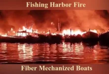 Visakhapatnam andhra pradesh fishing harbor fire 30 fishing boats gutted in massive fire,