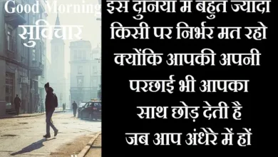Sunday-Status-thought-Suvichar-good-morning-inspirational-positive-motivation-quotes, is duniya me bahut jyada kisi par nirbhar mat raho kyonki aapki apni parchhai bhi aapka sath chhod deti hai jab aap andhere me ho
