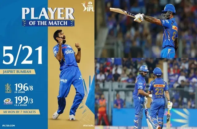 Highlights 25th Match MIvsRCB Mumbai Indians Won By 7 Wickets 