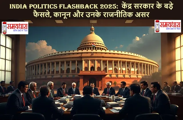 India-Politics-Flashback-2025-Central-Government-Big-Decisions-Impact-Analysis India Politics Flashback 2025: वर्ष 2025 में केंद्र सरकार ने कौन-से बड़े फैसले लिए? किन नीतियों की सराहना हुई और किन पर विवाद खड़े हुए? पढ़िए Samaydhara का डेटा-सत्यापित राजनीतिक विश्लेषण.