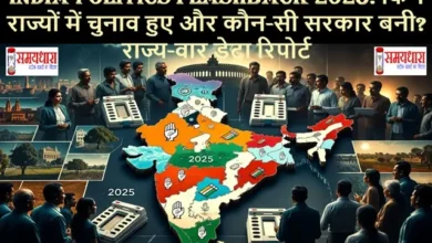 India-Politics-Flashback-2025-State-Election-Result VidhanSabha-Chunav : वर्ष 2025 में भारत के किन राज्यों में विधानसभा चुनाव हुए? कहाँ सत्ता बदली और किस पार्टी की सरकार बनी? पढ़िए Samaydhara की राज्य-वार डेटा-सत्यापित राजनीतिक रिपोर्ट।