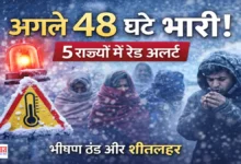 Weather-Alert-India-Red-Alert-Cold-Wave, मौसम ने बदला मिज़ाज। 5 राज्यों में रेड अलर्ट जारी, भीषण ठंड और शीतलहर से जनजीवन प्रभावित। स्कूल छुट्टियों को लेकर बड़ी अपडेट.