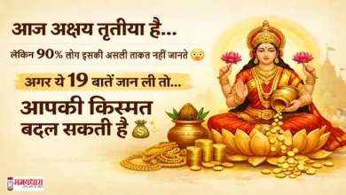 Akshaya Tritiya 2026 thoughts Hindi image with Lakshmi ji and 19 powerful ideas to attract wealth and success