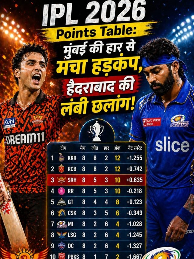 IPL 2026 Points Table: मुंबई की हार से मचा हड़कंप, हैदराबाद टॉप-3 में!