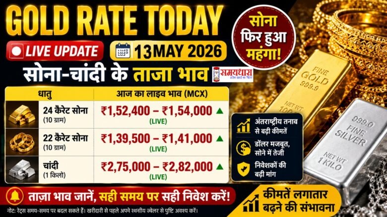 Gold Rate Today 13 May 2026 में 22 कैरेट 24 कैरेट सोना और चांदी का ताजा भाव