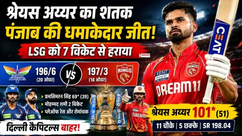PBKS vs LSG IPL 2026 Match Highlights : श्रेयस अय्यर ने IPL 2026 में लखनऊ सुपर जायंट्स के खिलाफ शतक लगाकर पंजाब किंग्स को जीत दिलाई