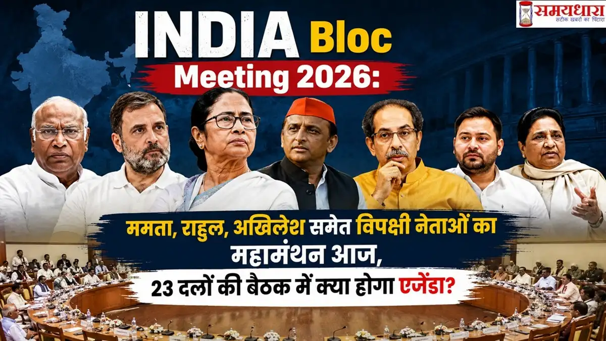 INDIA Bloc Meeting 2026 यह फीचर इमेज इंडिया गठबंधन की आज की बैठक के लिए बनाई गई है।
