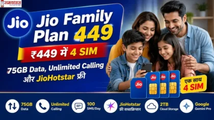 Jio Family Plan 449: ₹449 में 4 SIM, 75GB Data, Unlimited Calling और JioHotstar फ्री