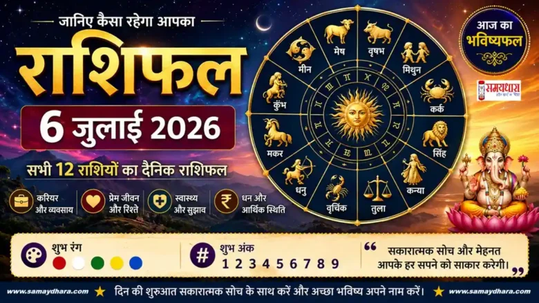 6 July 2026 Horoscope 6 जुलाई 2026 आज का राशिफल हिंदी - सभी 12 राशियों का दैनिक राशिफल