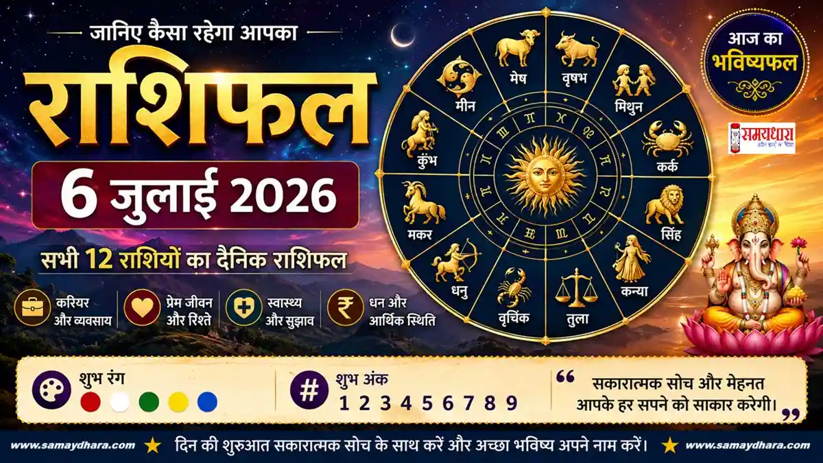 6 July 2026 Horoscope 6 जुलाई 2026 आज का राशिफल हिंदी - सभी 12 राशियों का दैनिक राशिफल