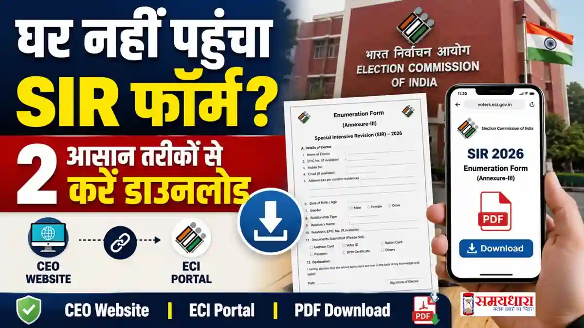 Download SIR Form 2026 Hindi , Download SIR Form 2026, Enumeration Form PDF Download, SIR Form PDF, CEO Website, ECI Portal