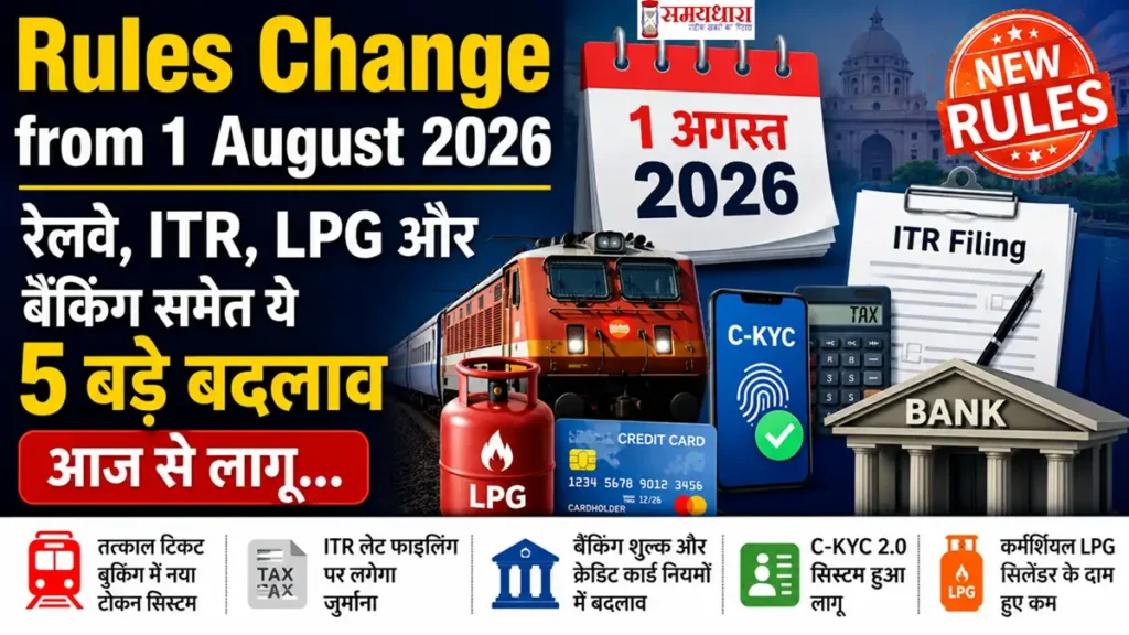 Rules Change from 1 August 2026: रेलवे, ITR, LPG और बैंकिंग समेत ये 5 बड़े बदलाव आज से लागू
