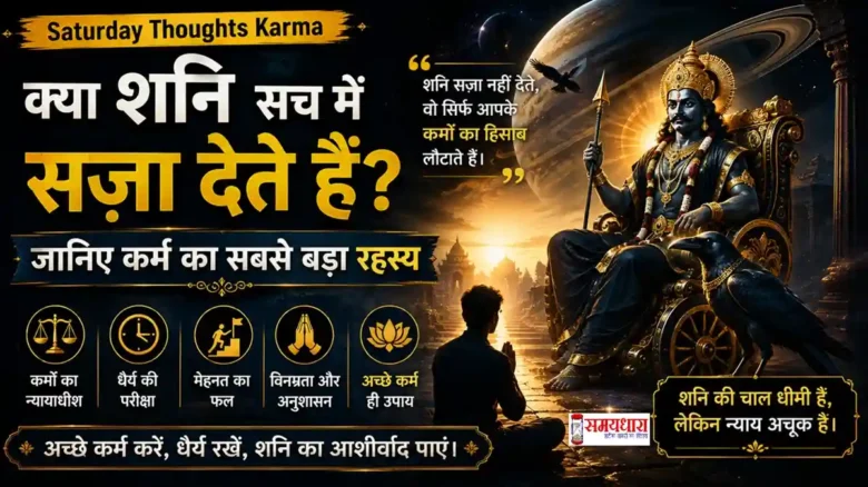 Saturday Thoughts Karma पर आधारित कर्म, शनि देव, न्याय, ईमानदारी, धैर्य और अच्छे कर्मों का प्रेरणादायक संदेश।