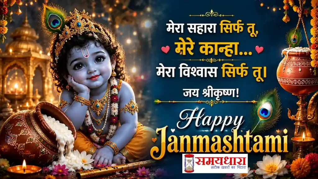 Janmashtami 2026 Wishes कृष्ण और राधा की प्रेममयी छवि वाली जन्माष्टमी 2026 Wishes इमेज