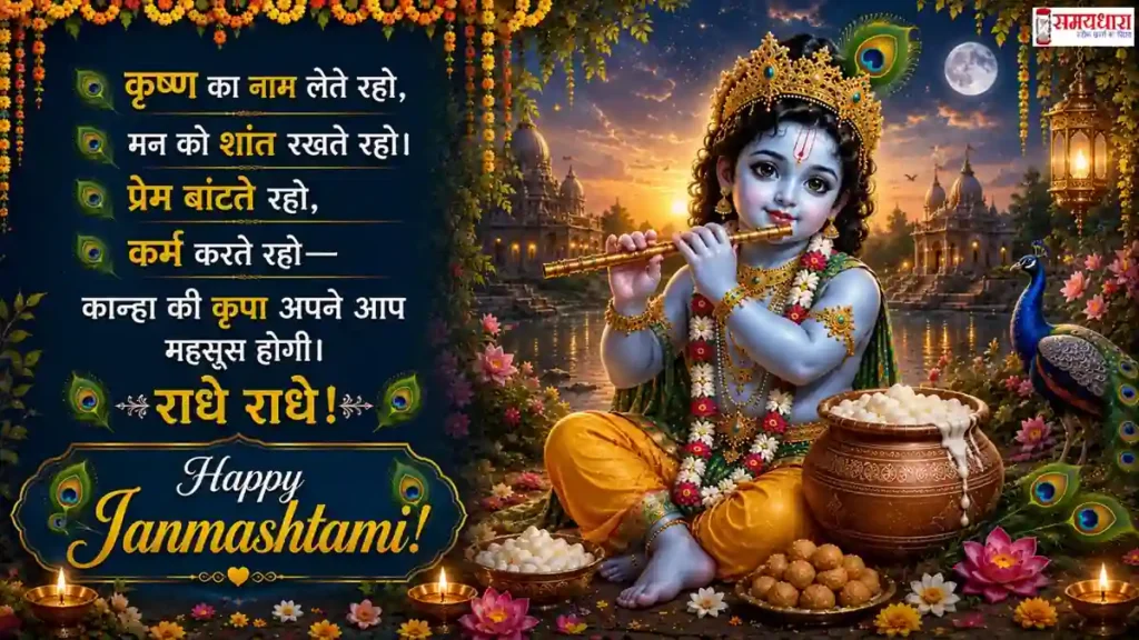 Janmashtami 2026 Wishes भगवान श्रीकृष्ण की आकर्षक मुस्कान और मोरपंख वाली जन्माष्टमी पोस्ट