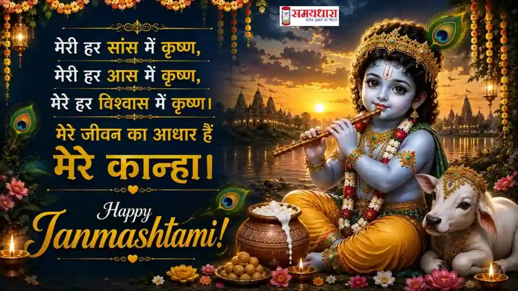 Janmashtami 2026 Wishes जन्माष्टमी पर भगवान कृष्ण के बाल स्वरूप की दिव्य शुभकामना इमेज