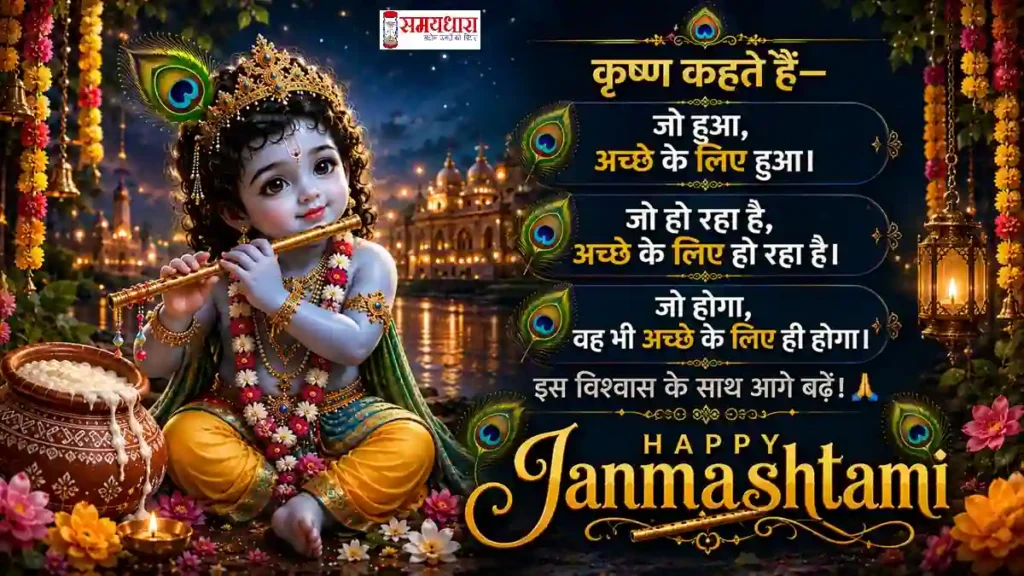 Janmashtami 2026 Wishes माखन चुराते बाल गोपाल की मनमोहक जन्माष्टमी तस्वीर