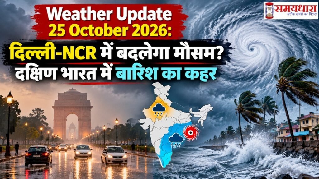 Weather Update 25 October 2026: दिल्ली-NCR में बदलेगा मौसम? दक्षिण भारत में बारिश का कहर